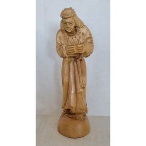 Hand Carved  Wooden Figurine Man Hand Made in Bethlehem 6" Religious Catholic